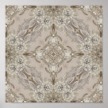 Art Deco Glamorous Vintage Fashion Grey Beige Poster<br><div class="desc">Art Deco Glamorous Vintage Fashion Grey Beige home decorations,  The rhinestone design details are simulated in the artwork. 
No actual rhinestones will be used in the making of this product.</div>