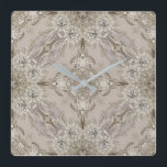 Art Deco Glamorous Vintage Fashion Grey Beige Square Wall Clock<br><div class="desc">Art Deco Glamorous Vintage Fashion Grey Beige home decorations,  The rhinestone design details are simulated in the artwork. 
No actual rhinestones will be used in the making of this product.</div>