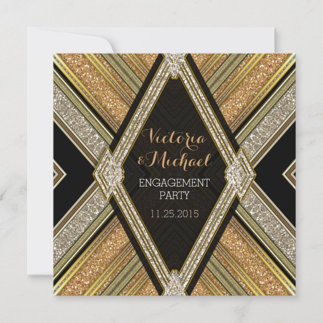 Art Deco Glamour Engagement Party Invitations (Front)