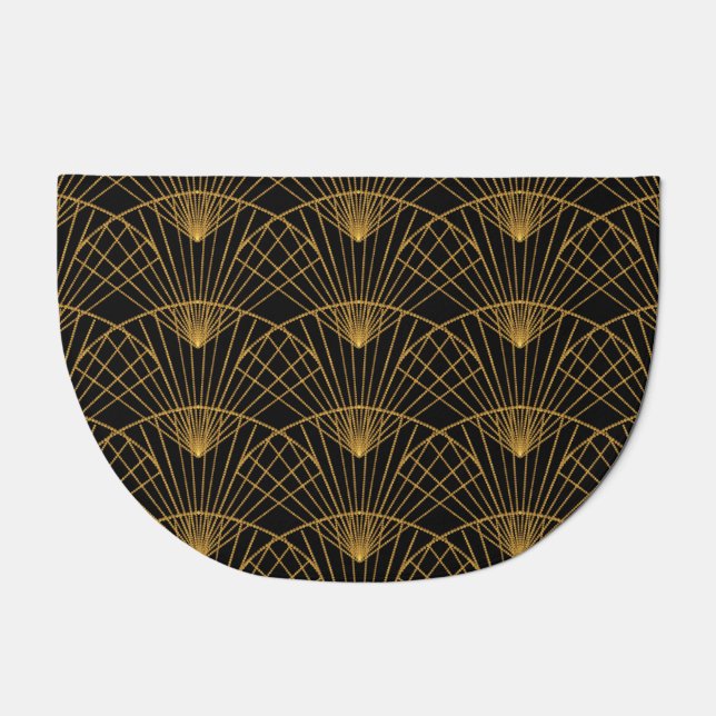 Art Deco Glamour: Golden Fan. Doormat (Front)