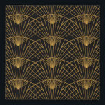 Art Deco Glamour: Golden Fan. Faux Canvas Print<br><div class="desc">Gold fan pattern in Art Deco style Elegant gold fan pattern in Art Deco style. A touch of classic luxury for your decor! Admire the Art Deco style with a fan-shaped yellow and black illustration. Perfect for a touch of vintage glamor. art, background, pattern, abstract, flower, texture, decor, paper, fashion,...</div>