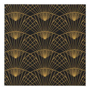 Art Deco Glamour: Golden Fan. Faux Canvas Print