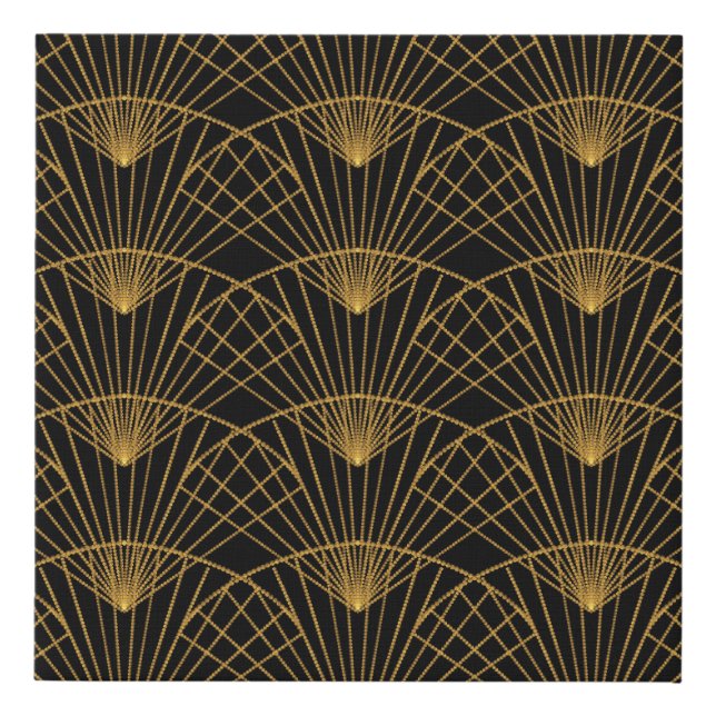Art Deco Glamour: Golden Fan. Faux Canvas Print (Front)