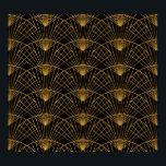 Art Deco Glamour: Golden Fan. Poster<br><div class="desc">Gold fan pattern in Art Deco style Elegant gold fan pattern in Art Deco style. A touch of classic luxury for your decor! Admire the Art Deco style with a fan-shaped yellow and black illustration. Perfect for a touch of vintage glamor. art, background, pattern, abstract, flower, texture, decor, paper, fashion,...</div>