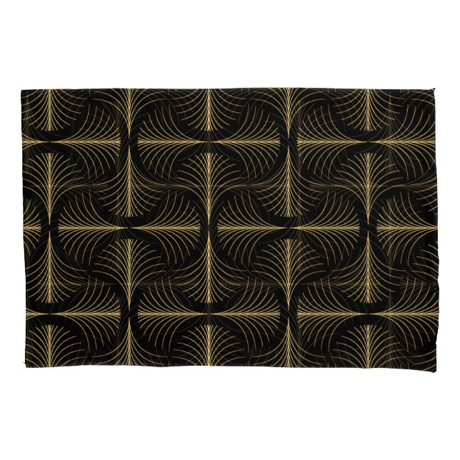 Art Deco Glamour: Golden Motifs Pillow Case (Front)
