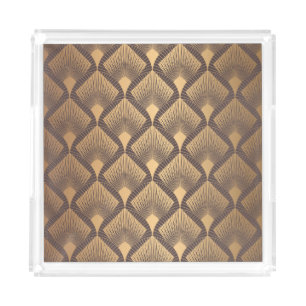 Art Deco Glamour: Golden Scales. Acrylic Tray