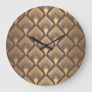 Art Deco Glamour: Golden Scales. Large Clock