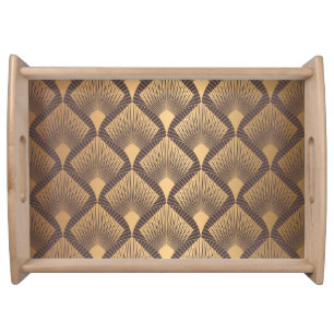Art Deco Glamour: Golden Scales. Serving Tray