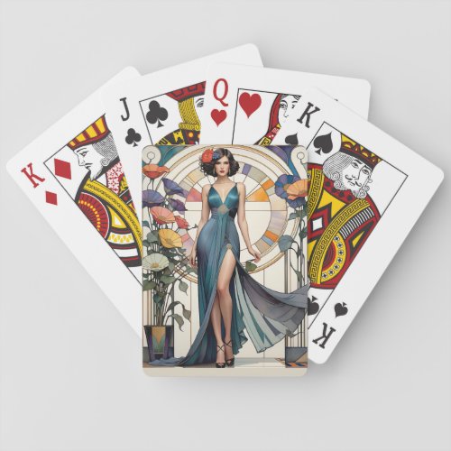 Art Deco Glamour Lady Poker Cards