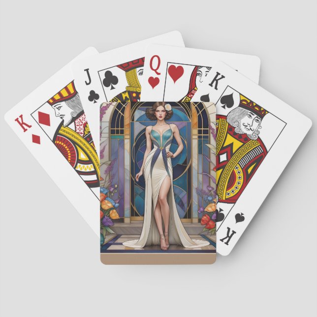 Art Deco Glamour Lady  Poker Cards (Back)