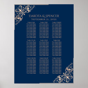 Art Deco Glamour   Navy Rose Gold Seating Chart