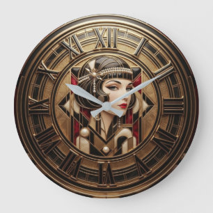 Art Deco Glamour Portrait Large Clock