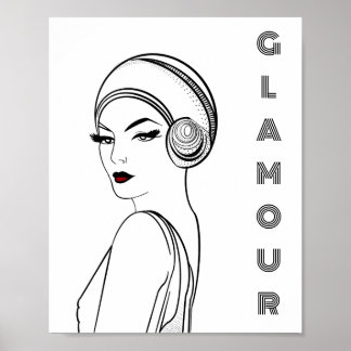 Art Deco Glamour Woman Illustration Poster