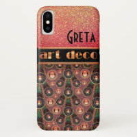 Art deco glitter look pink gold green black