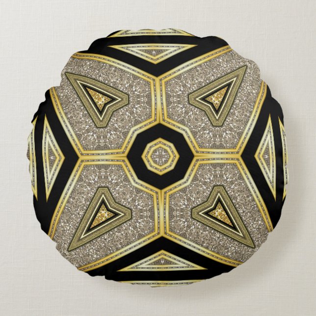 Art Deco Globe Glam Round Pillow (Front)