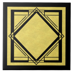 Art Deco Gold and Black design 2 Ceramic Tile