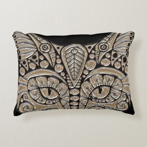 Art deco gold and black Egyptian style cat Accent Pillow