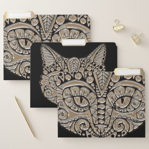 Art deco gold and black Egyptian style cat File Folder