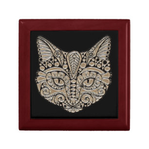 Art deco gold and black Egyptian style cat Jewelry Box