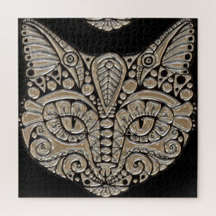 Art deco gold and black Egyptian style cat Jigsaw Puzzle