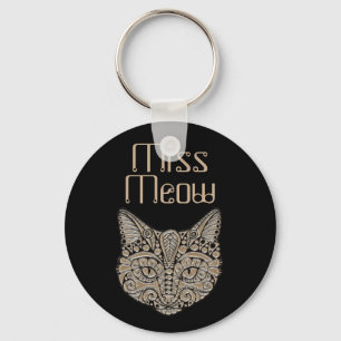 Art deco gold and black Egyptian style cat Keychain