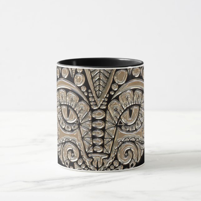 Art deco gold and black Egyptian style cat Mug (Center)