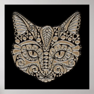 Art deco gold and black Egyptian style cat Poster