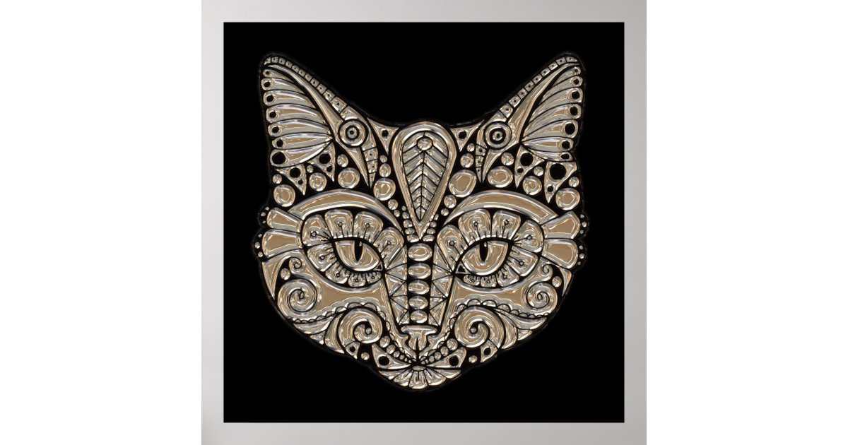 Art deco gold and black Egyptian style cat Poster | Zazzle