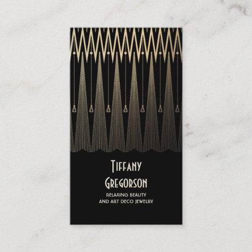 Art Deco Gold and Black Gatsby Vintage Chic Business Card - Great gatsby - art deco business cards with gold and black adornment.