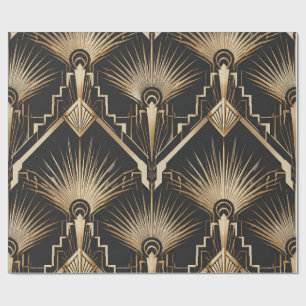 Art Deco Gold and Black Gift Wrap - Geometric Patt