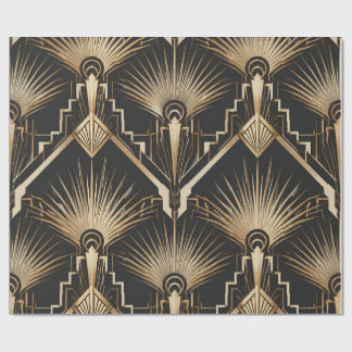 Art Deco Gold and Black Gift Wrap - Geometric Patt