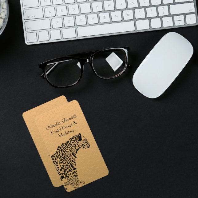 Art deco Gold and Black Jaguar Business Card (Creator Uploaded)