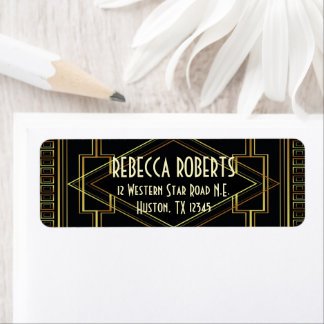 art deco gold and black wedding great gatsby label