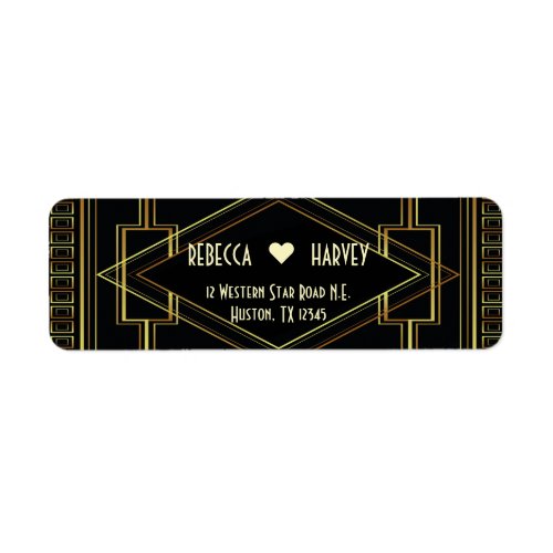 art deco gold and black wedding great gatsby label