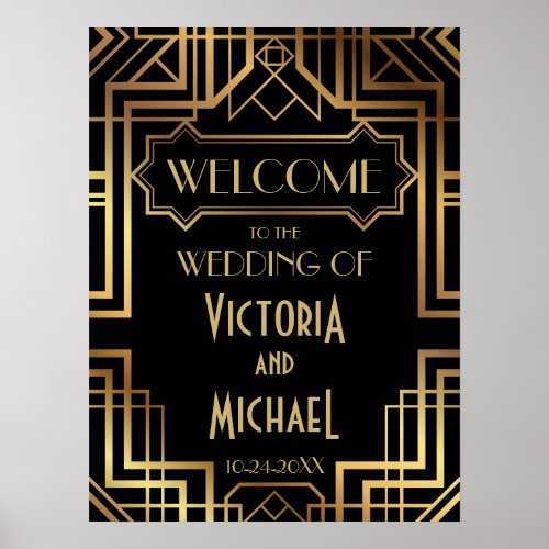 Art Deco Gold and Black Wedding Poster