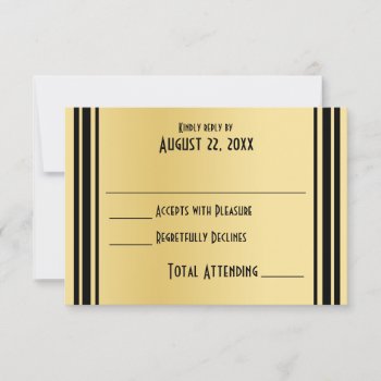 Art Deco Gold And Black Wedding Response by happygotimes at Zazzle