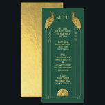 Art Deco Gold and Geen Peacock Wedding menu card<br><div class="desc">Elegant Art Deco Gold and White Peacocks wedding menu card with faux gold foil. This one is for a wedding menu, but you can change the wording to fit your needs. Wonderful for an elegant evening wedding! Need help with the layout, just email me at tkatz@me.com Many matching items on...</div>