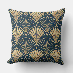 Art Deco Gold And Navy Throw Pillow