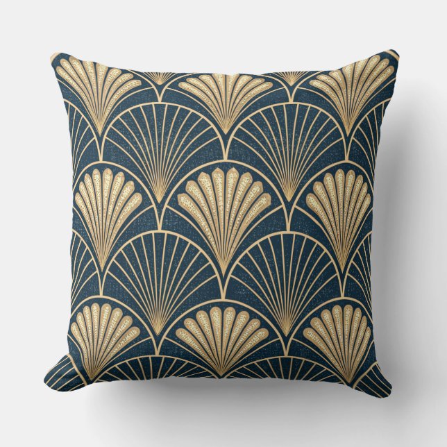 Art Deco Gold And Navy  Throw Pillow (Front)