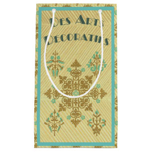 Art deco gold and teal French decorative art Small Gift Bag