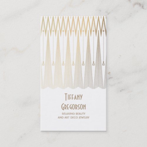 Art Deco Gold and White Gatsby Vintage Chic Business Card - Great gatsby - art deco business cards with gold and white adornment.