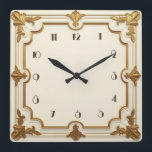 Art Deco Gold and White Square Wall Clock<br><div class="desc">Great clock design. You will love it like others. Be free to use this design for other product you like or to customize and add your text. Follow me for more. Thank you. Have a nice day.</div>