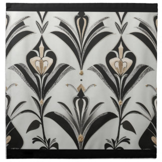 Art Deco Gold, Black and Ivory Cloth Napkin