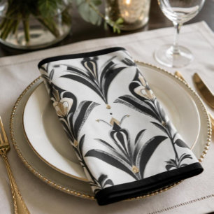 Art Deco Gold, Black and Ivory Cloth Napkin