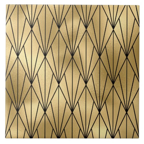 art deco gold black decor ceramic tile