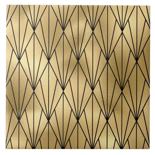 art deco gold black decor ceramic tile