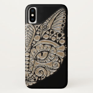 Art deco gold black Egyptian style cat face  iPhone X Case
