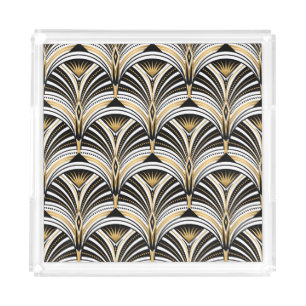 Art Deco Gold Black Elegance: Roaring Twenties Acrylic Tray