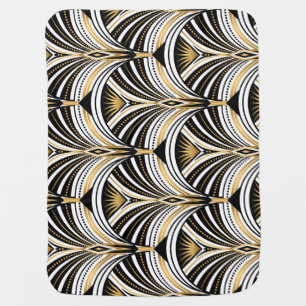 Art Deco Gold Black Elegance: Roaring Twenties Baby Blanket