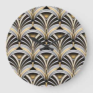 Art Deco Gold Black Elegance: Roaring Twenties Large Clock